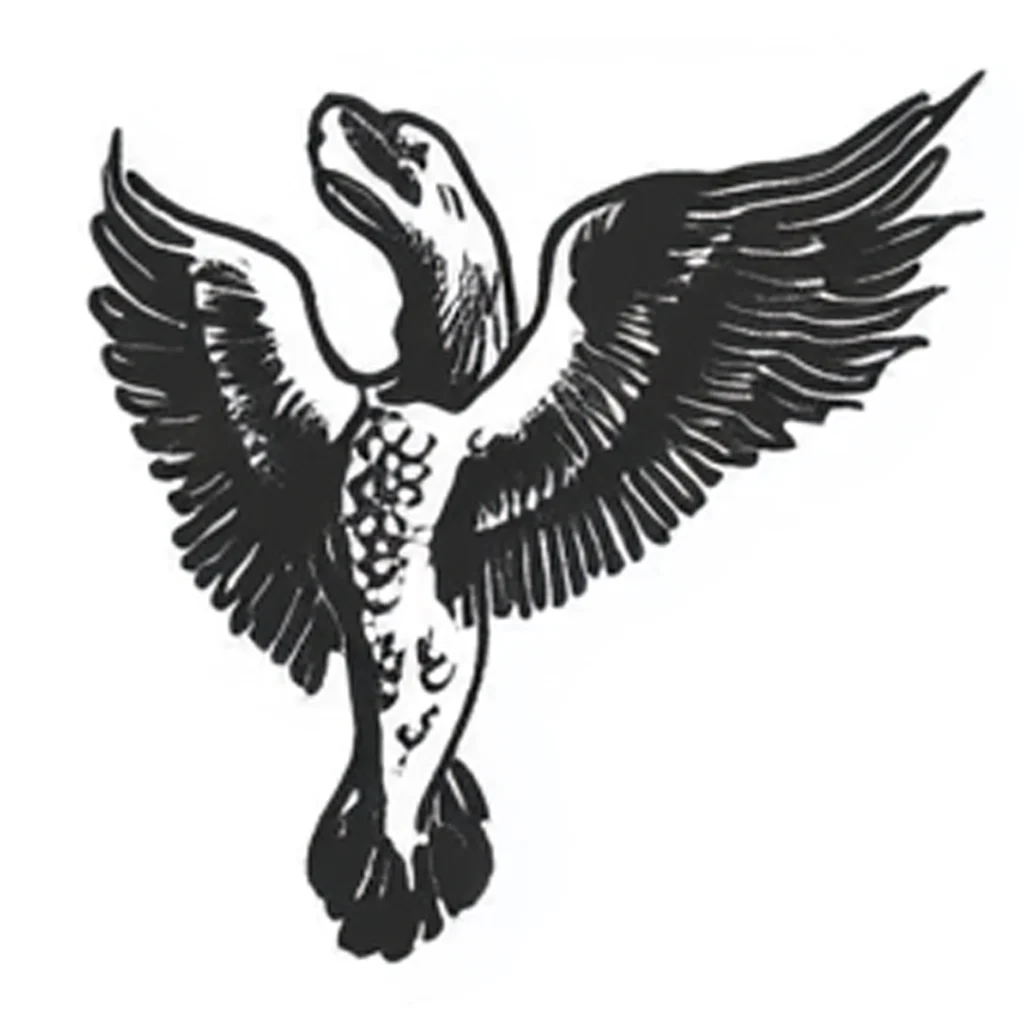 Soldier Billy Black and Grey Line Work Tattoo Design of A Winged Creature