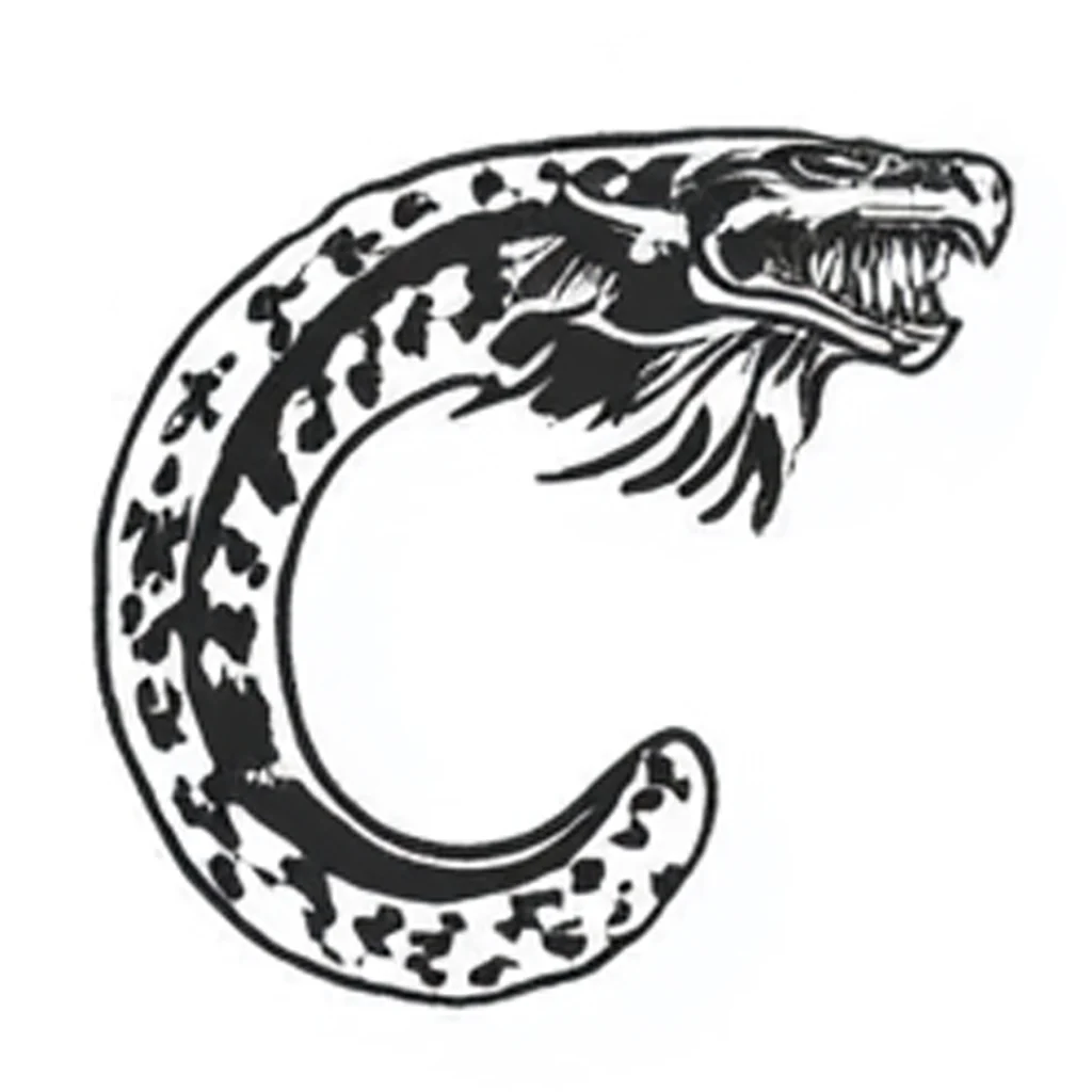 Soldier Billy Black and Grey Line Work Tattoo Design of A Snake Creature