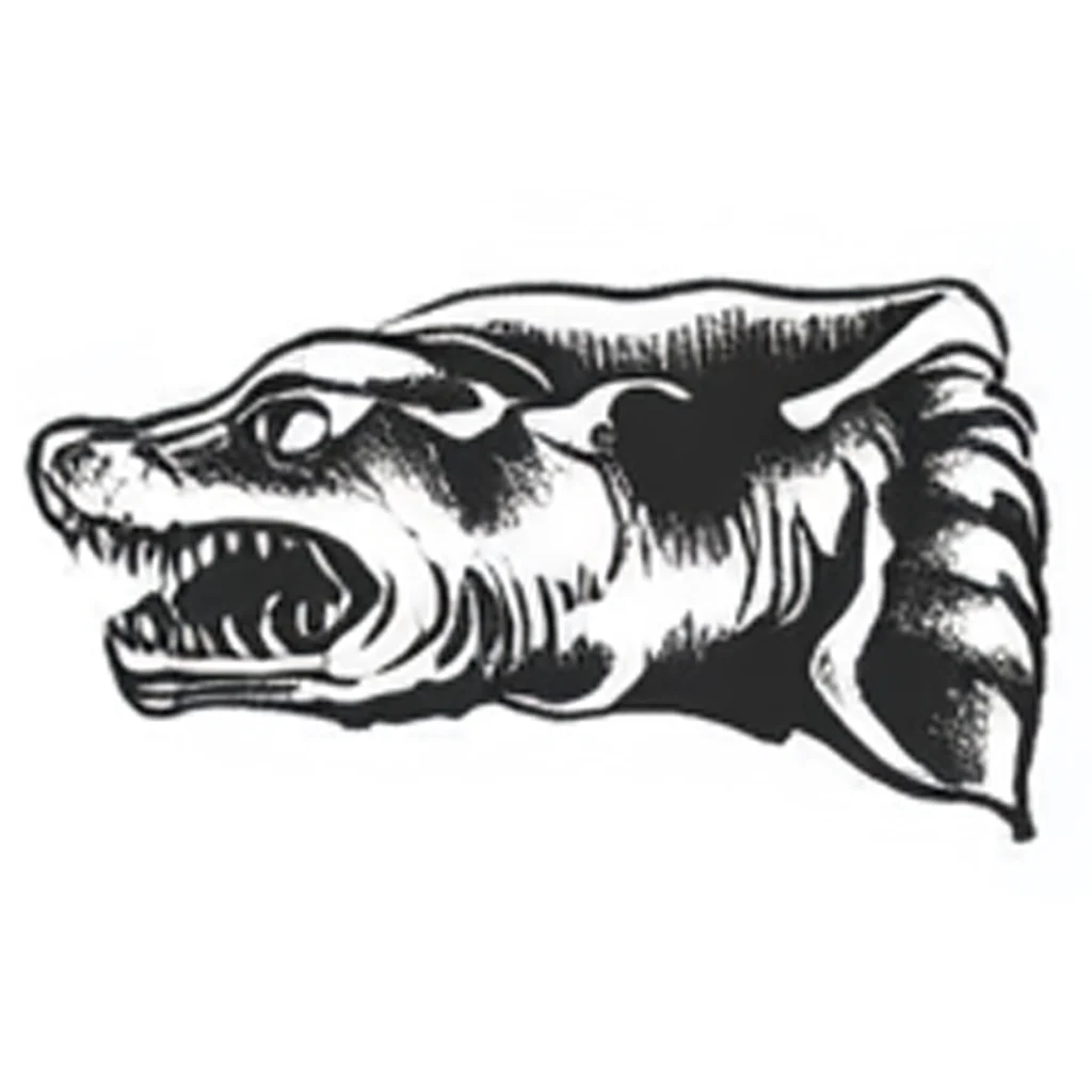 Soldier Billy Black and Grey Line Work Tattoo Design of A Creature