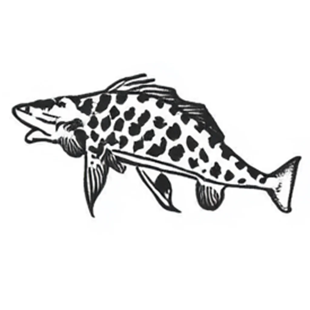 Soldier Billy Black and Grey Line Work Tattoo Design of A Fish