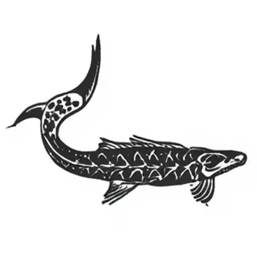 Soldier Billy Black and Grey Line Work Tattoo Design of A Fish