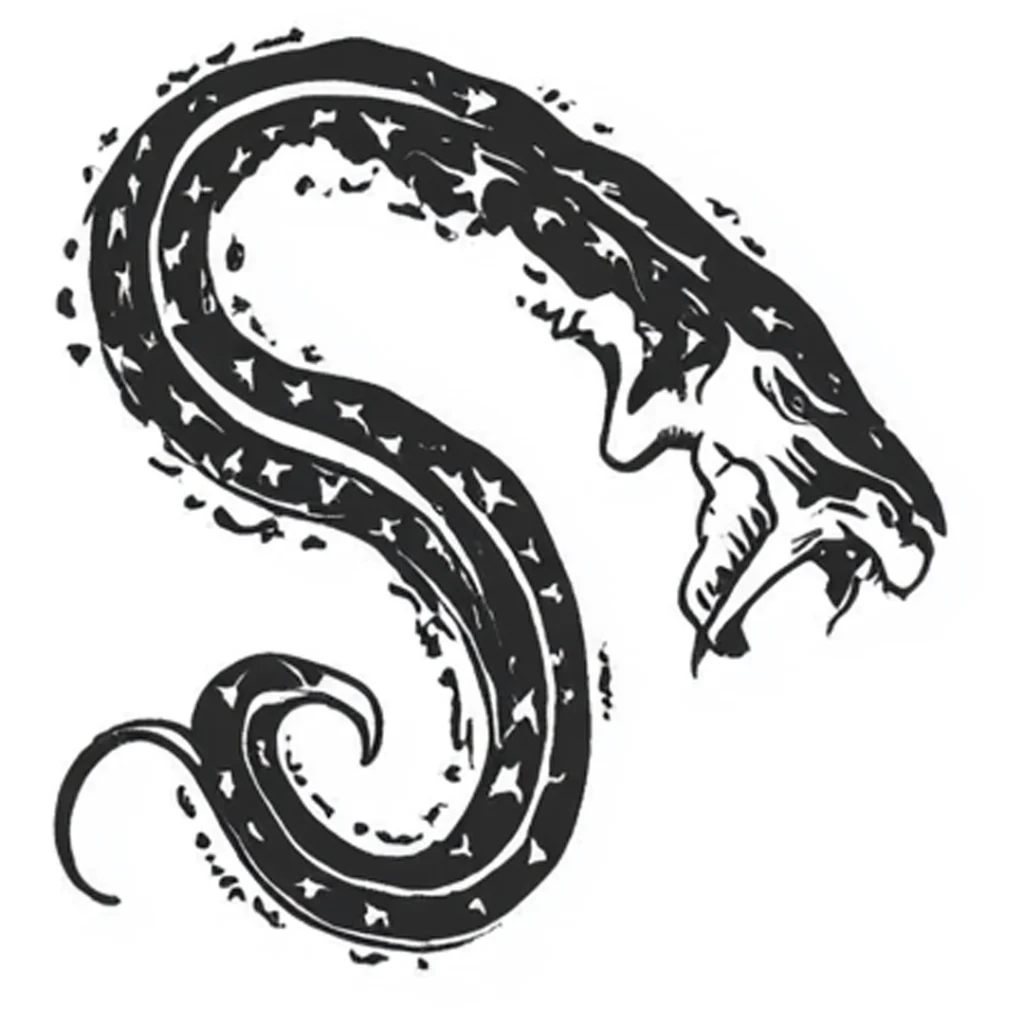 Soldier Billy Black and Grey Line Work Tattoo Design of A Creature