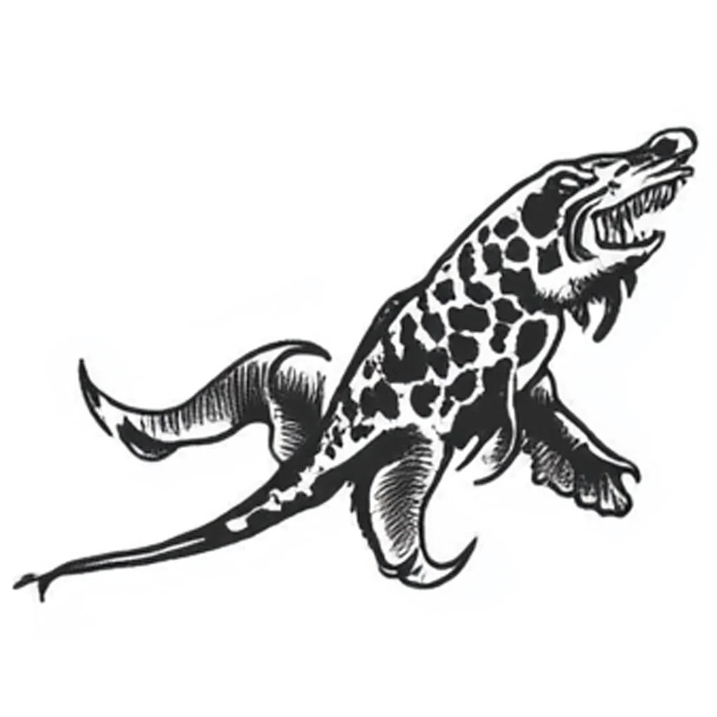 Soldier Billy Black and Grey Line Work Tattoo Design of A Creature