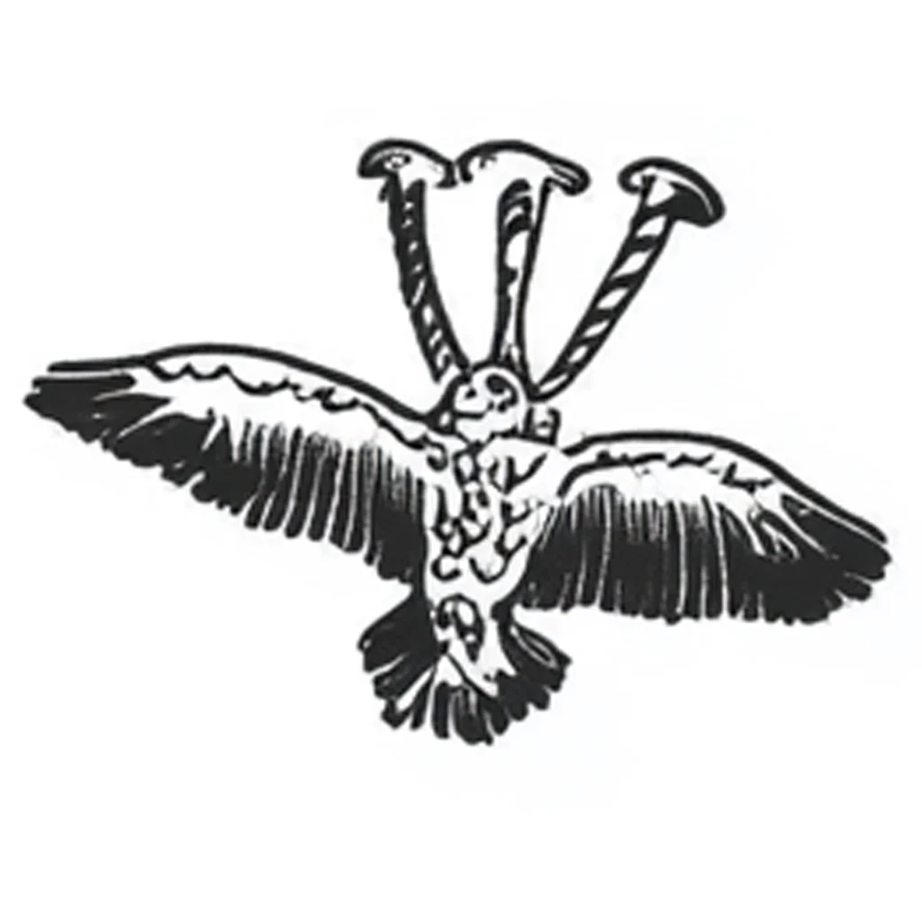 Soldier Billy Black and Grey Line Work Tattoo Design of A Winged Creature